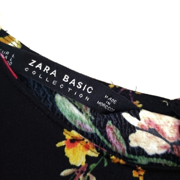 Zara Basic Floral Print 3/4 Sleeve Mini Dress - Picture 5 of 6